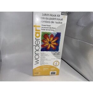 Wonderart Latch Hook Kit Shaggy Bright Colors Flower Power Retro 12x12"